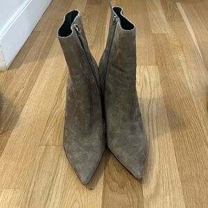 Gray suede booties